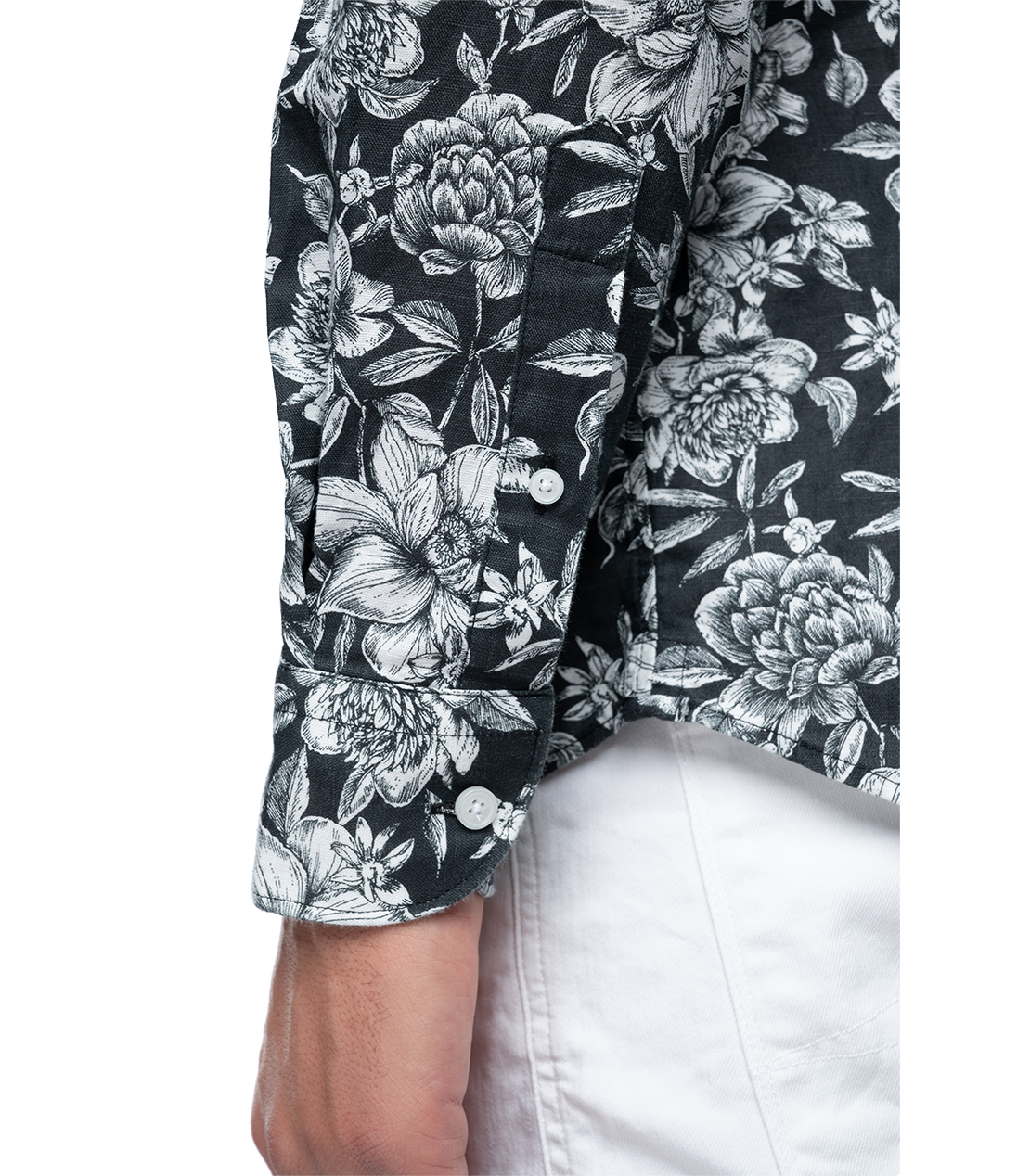 ブラックホワイトフラワープリントシャツ 詳細画像 ブラックホワイト 6